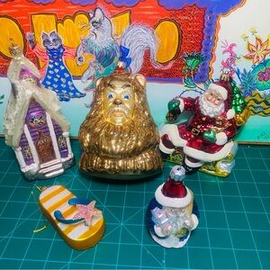 Christopher Radko And Kurt Adler Blown Glass Christmas Ornaments Lot Of 5